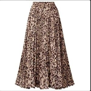 Bold Leopard Print A Line Maxi Skirt With Elastic Waistbrand Size Medium